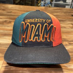 Vintage University of Miami Hurricanes Hat Snapback By Starter Graffiti Rare